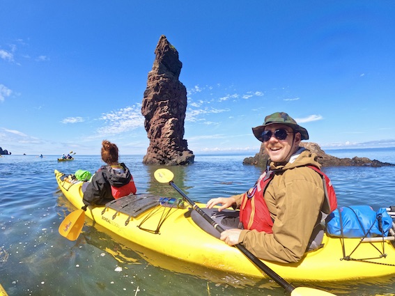 Kayaking Nova Scotia by sea stacks