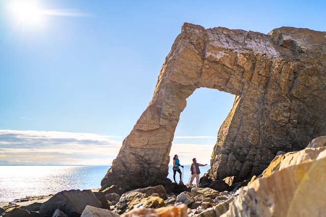 Hikers at Clarke Head, Bay of Fundy
